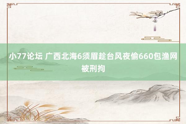小77论坛 广西北海6须眉趁台风夜偷660包渔网被刑拘