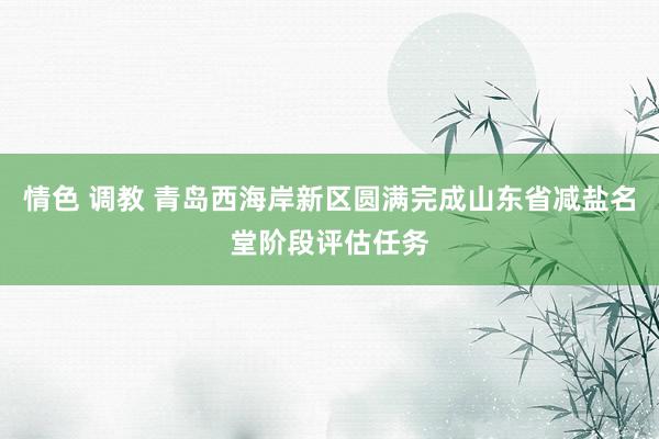 情色 调教 青岛西海岸新区圆满完成山东省减盐名堂阶段评估任务