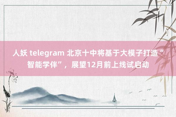 人妖 telegram 北京十中将基于大模子打造“智能学伴”，展望12月前上线试启动