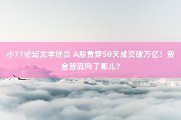 小77论坛文学欣赏 A股贯穿50天成交破万亿！资金皆流向了哪儿？