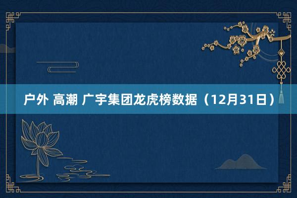 户外 高潮 广宇集团龙虎榜数据（12月31日）