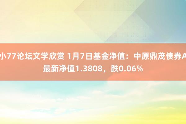 小77论坛文学欣赏 1月7日基金净值：中原鼎茂债券A最新净值1.3808，跌0.06%
