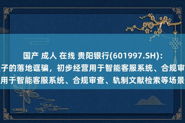 国产 成人 在线 贵阳银行(601997.SH)：正在鼓舞DeepSeek大模子的落地诓骗，初步经营用于智能客服系统、合规审查、轨制文献检索等场景