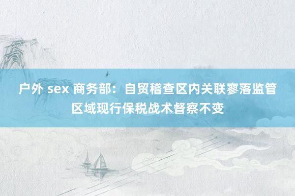 户外 sex 商务部：自贸稽查区内关联寥落监管区域现行保税战术督察不变